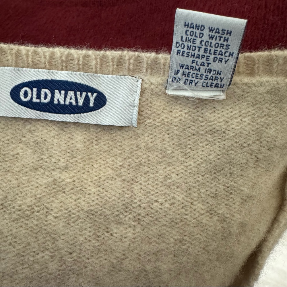 Old Navy Lambswool Fair Isle Sweater Size M Y2K V-Neck - Picture 6 of 6
